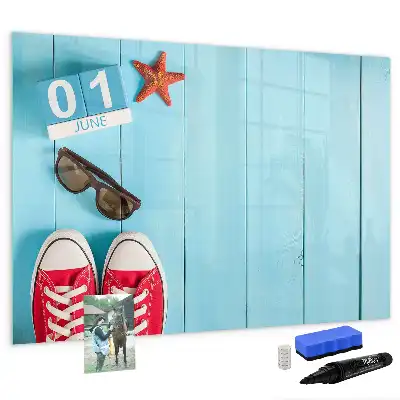 Magnetic glass dry erase board first day of summer design