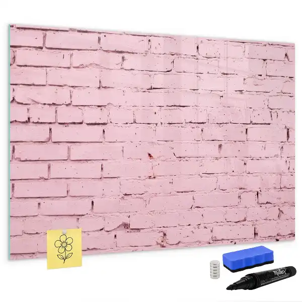 Magnetic glass dry erase board brick wall pattern