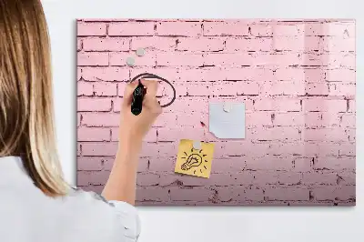 Magnetic glass dry erase board brick wall pattern