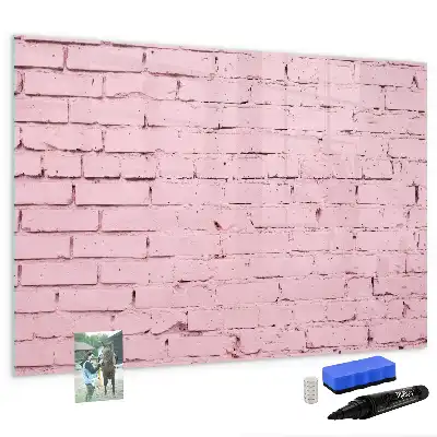 Magnetic glass dry erase board brick wall pattern