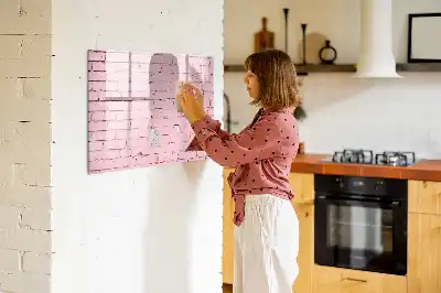 Magnetic glass dry erase board brick wall pattern