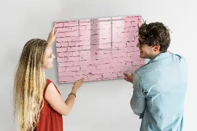 Magnetic glass dry erase board brick wall pattern