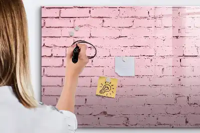 Magnetic glass dry erase board brick wall pattern