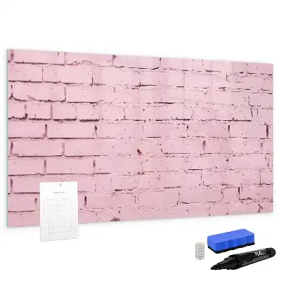Magnetic glass dry erase board brick wall pattern