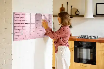 Magnetic glass dry erase board brick wall pattern