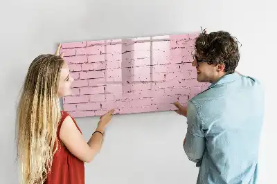 Magnetic glass dry erase board brick wall pattern