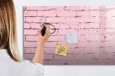 Magnetic glass dry erase board brick wall pattern