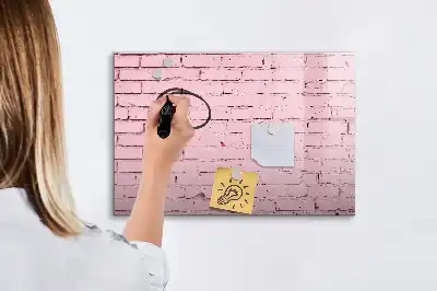 Magnetic glass dry erase board brick wall pattern