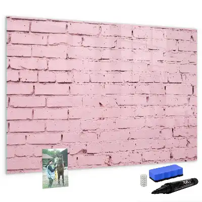 Magnetic glass dry erase board brick wall pattern