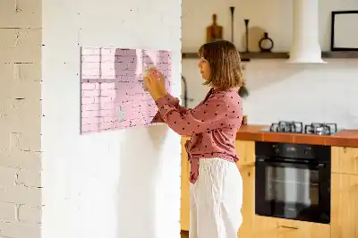 Magnetic glass dry erase board brick wall pattern