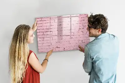Magnetic glass dry erase board brick wall pattern
