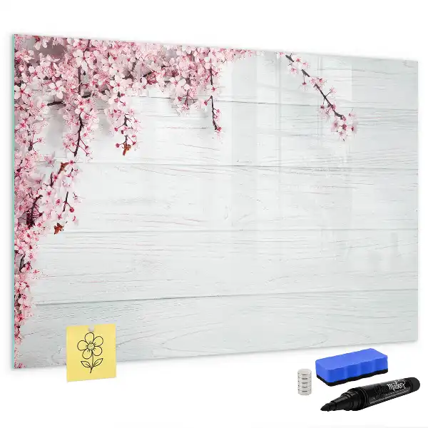 Magnetic marker board with a spring flowers design