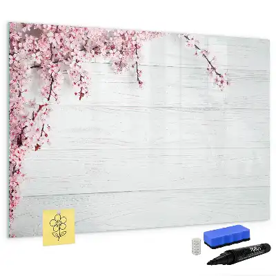 Magnetic marker board with a spring flowers design