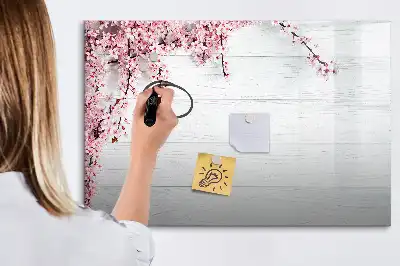Magnetic marker board with a spring flowers design