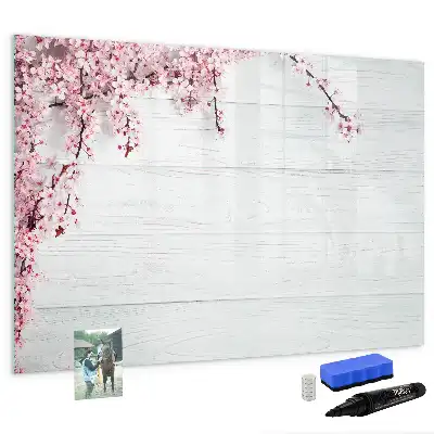 Magnetic marker board with a spring flowers design