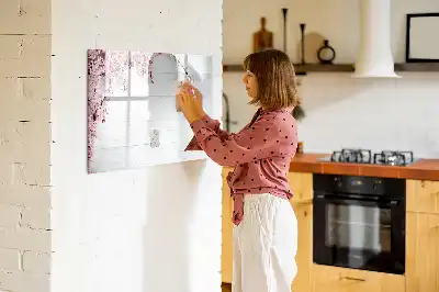 Magnetic marker board with a spring flowers design