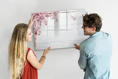 Magnetic marker board with a spring flowers design