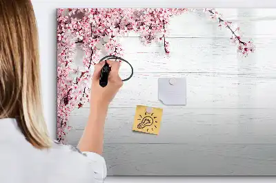 Magnetic marker board with a spring flowers design