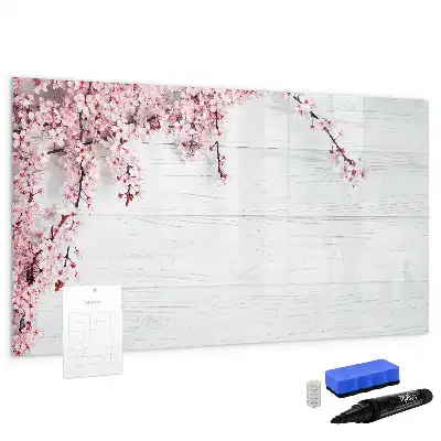 Magnetic marker board with a spring flowers design