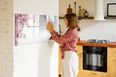 Magnetic marker board with a spring flowers design