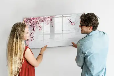 Magnetic marker board with a spring flowers design