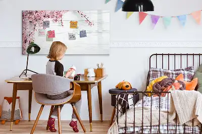 Magnetic marker board with a spring flowers design