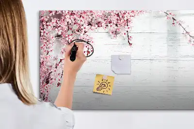 Magnetic marker board with a spring flowers design