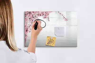 Magnetic marker board with a spring flowers design