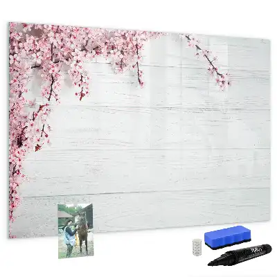 Magnetic marker board with a spring flowers design