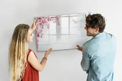 Magnetic marker board with a spring flowers design