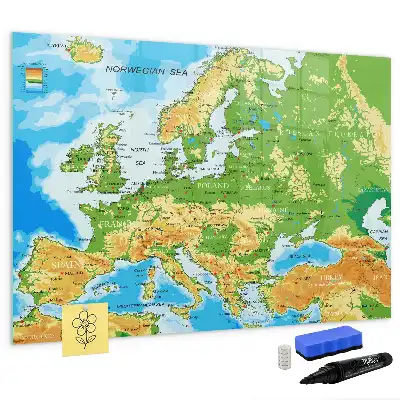 Magnetic marker board geographic world map
