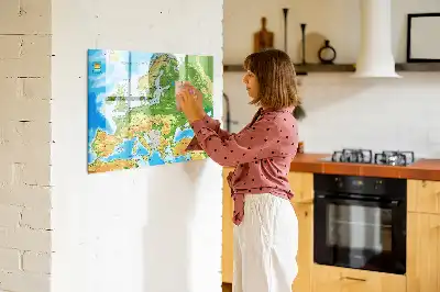 Magnetic marker board geographic world map