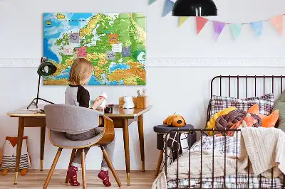 Magnetic marker board geographic world map