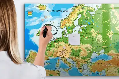 Magnetic marker board geographic world map
