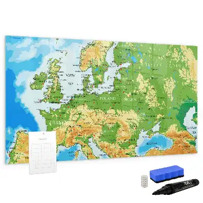 Magnetic marker board geographic world map