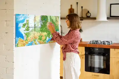 Magnetic marker board geographic world map