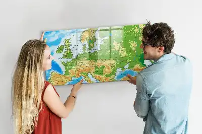 Magnetic marker board geographic world map