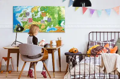 Magnetic marker board geographic world map