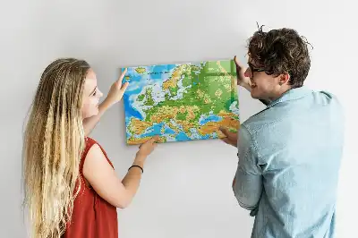 Magnetic marker board geographic world map