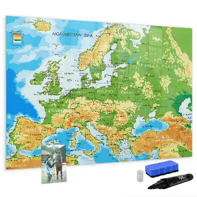 Magnetic marker board geographic world map