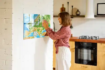 Magnetic marker board geographic world map