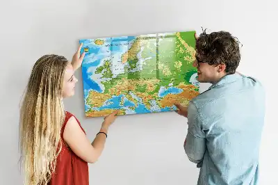 Magnetic marker board geographic world map