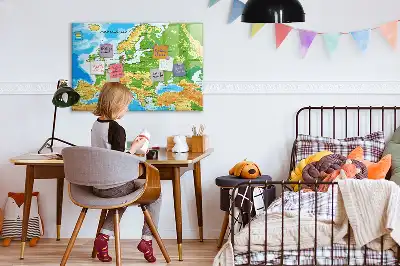 Magnetic marker board geographic world map