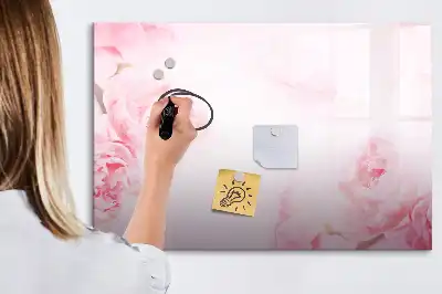 Magnetic glass dry erase board with blooming flowers print