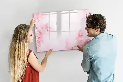 Magnetic glass dry erase board with blooming flowers print