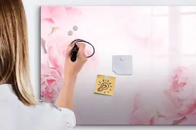 Magnetic glass dry erase board with blooming flowers print