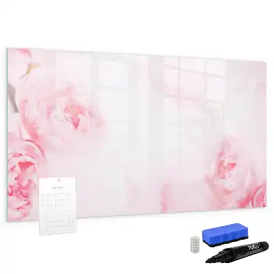 Magnetic glass dry erase board with blooming flowers print