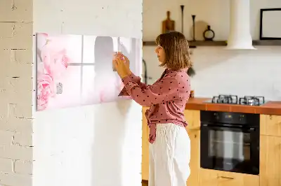 Magnetic glass dry erase board with blooming flowers print