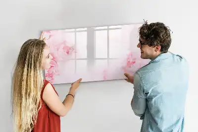 Magnetic glass dry erase board with blooming flowers print