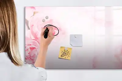 Magnetic glass dry erase board with blooming flowers print